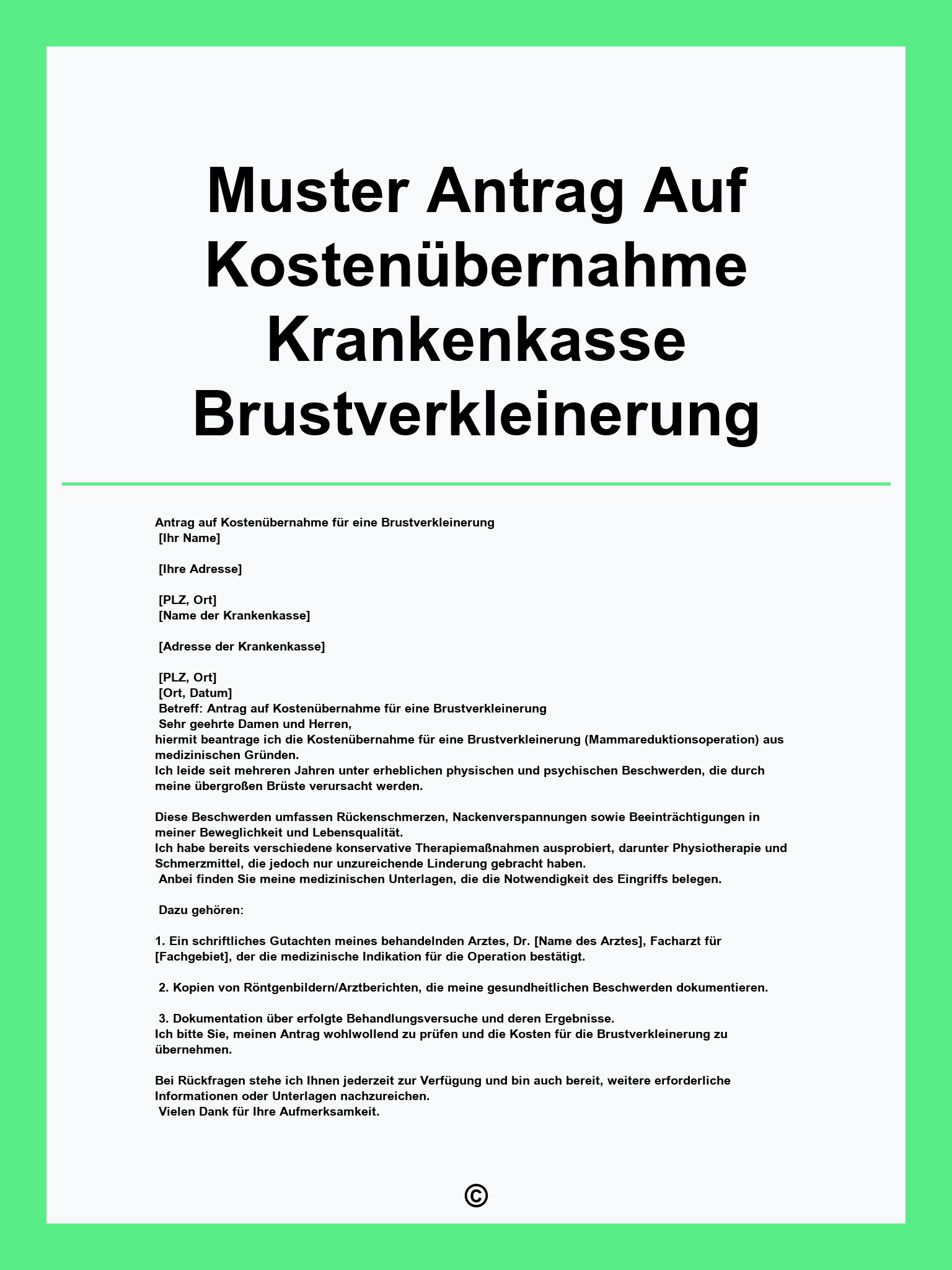 Muster Antrag Auf Kostenübernahme Krankenkasse Brustverkleinerung