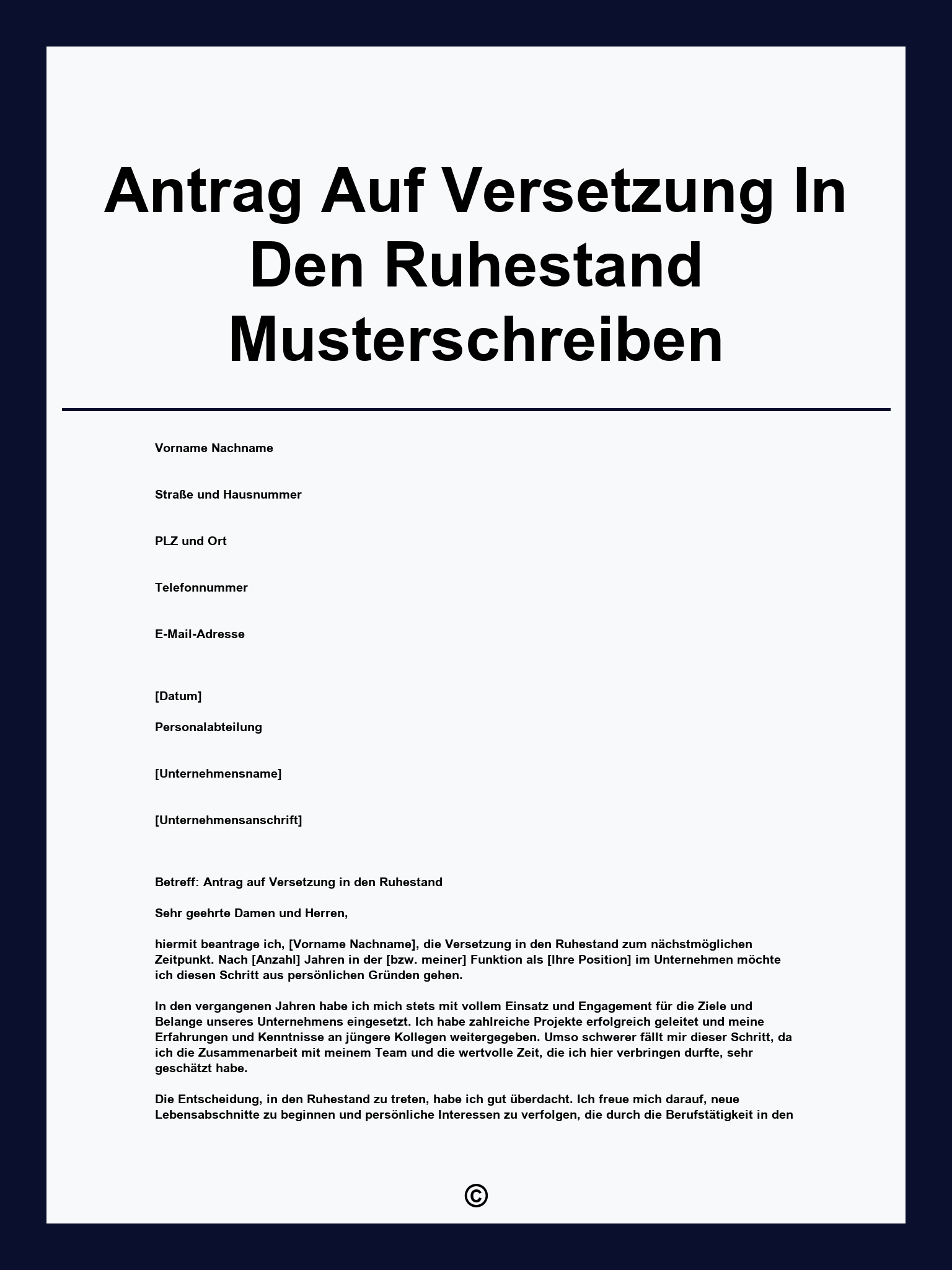 Antrag Auf Versetzung In Den Ruhestand Musterschreiben
