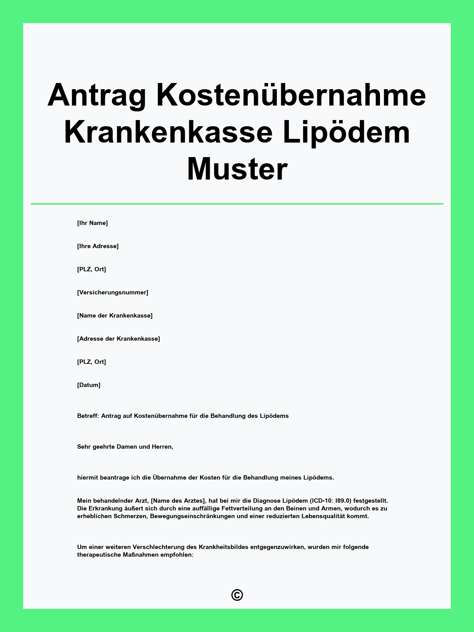 Antrag Kostenübernahme Krankenkasse Lipödem Muster