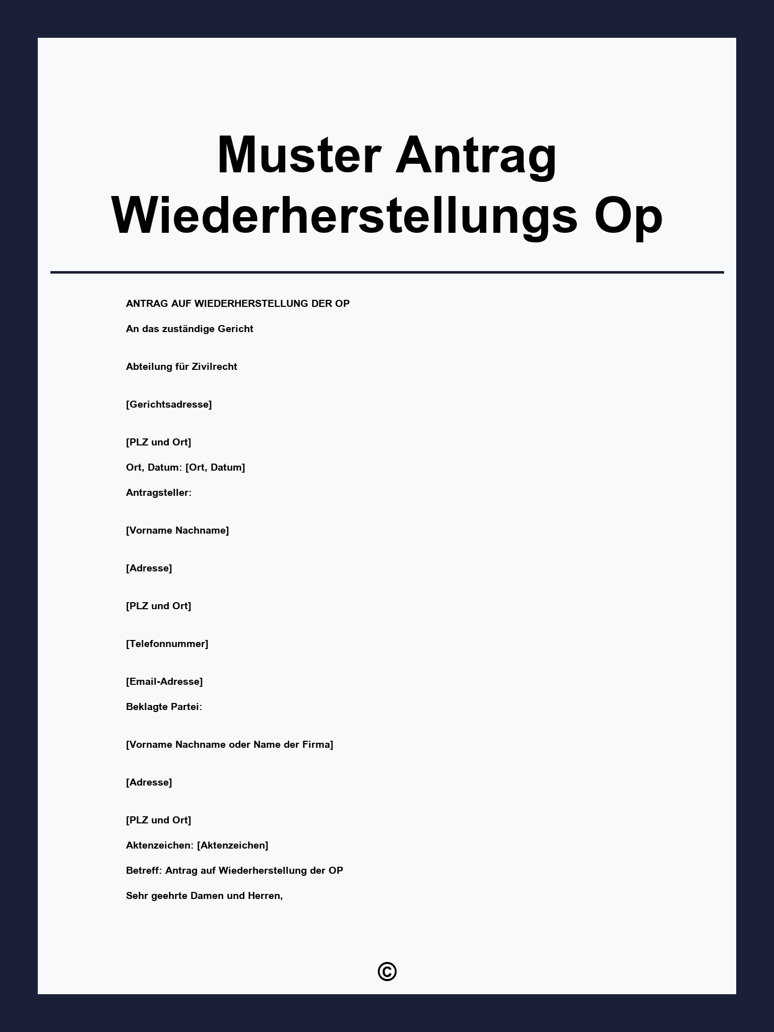 Muster Antrag Wiederherstellungs Op