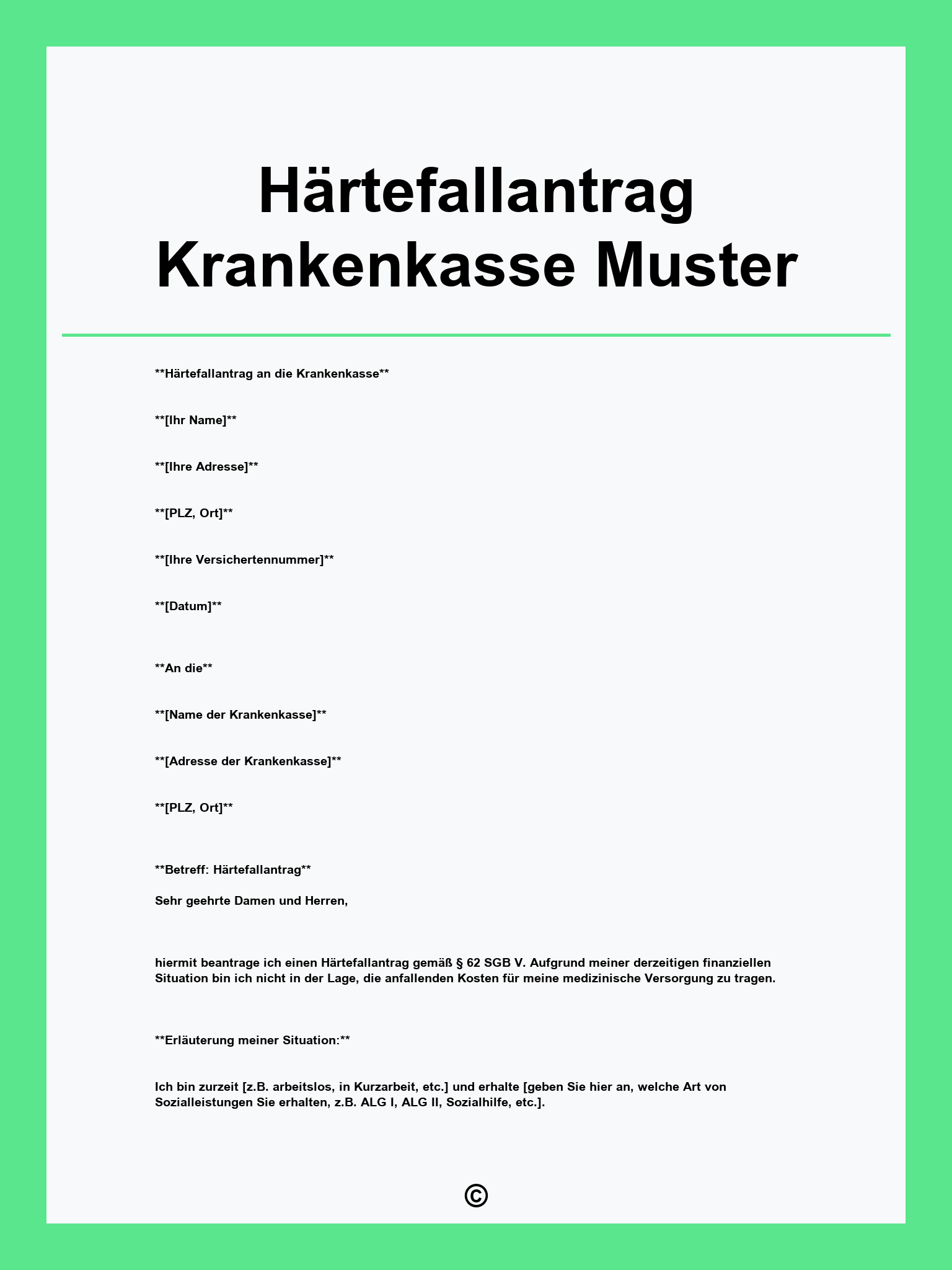 Härtefallantrag Krankenkasse Muster