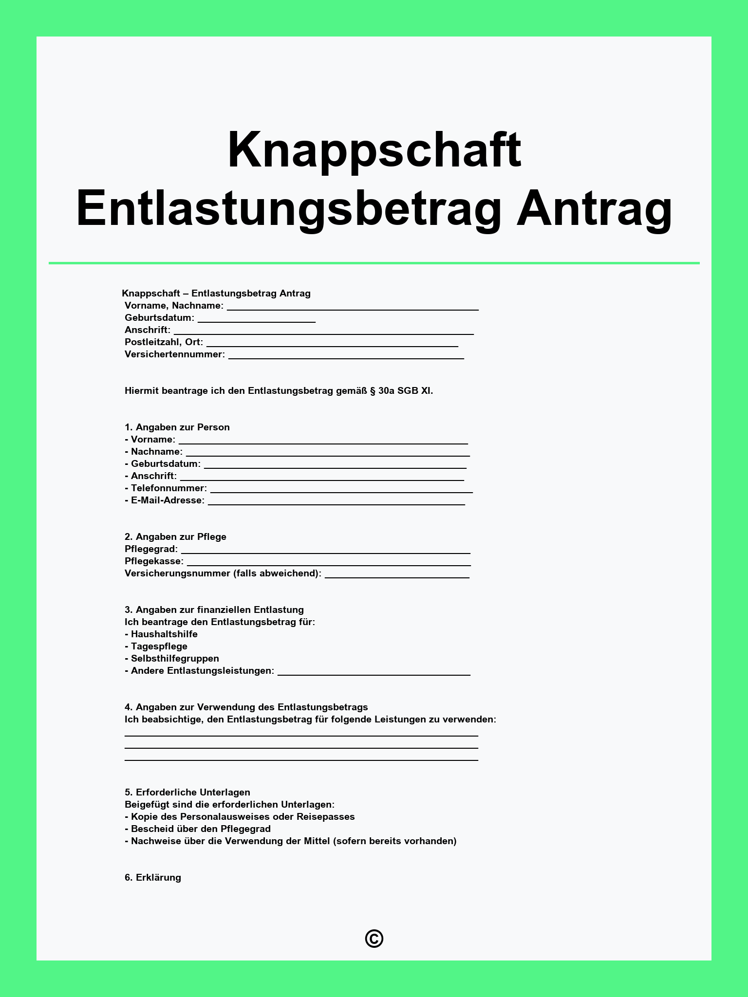 Knappschaft Entlastungsbetrag Antrag