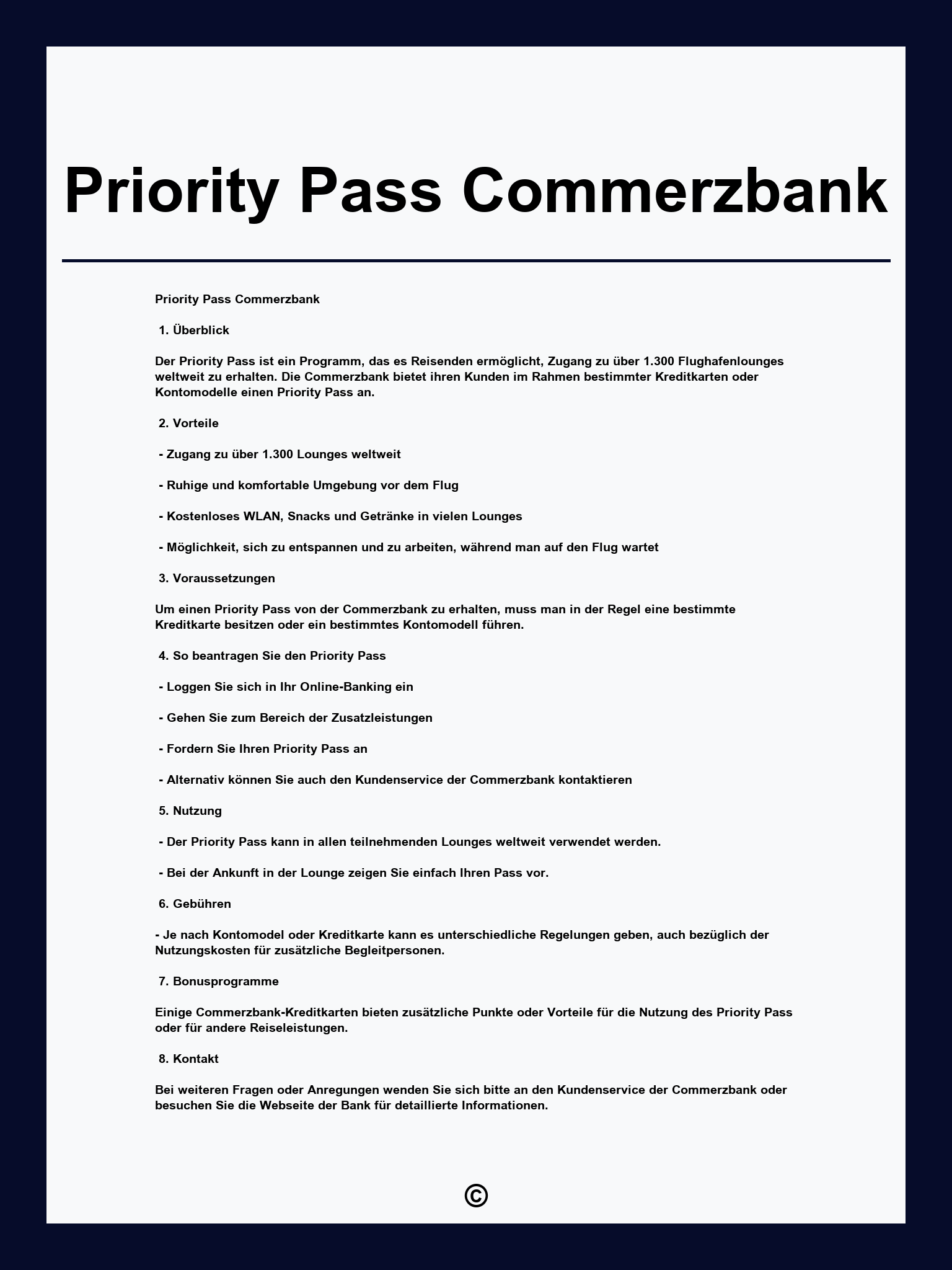 Priority Pass Commerzbank