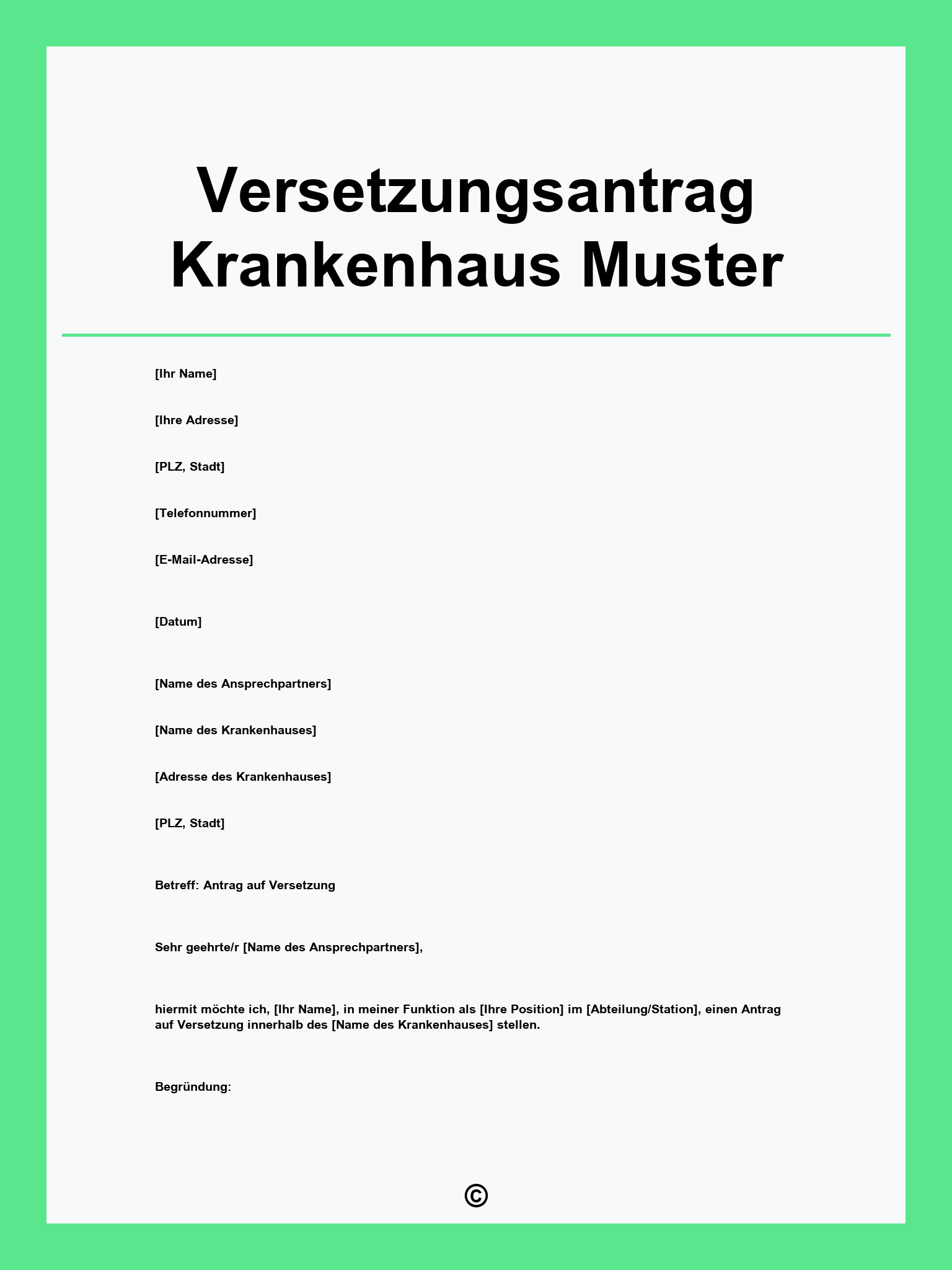 Versetzungsantrag Krankenhaus Muster